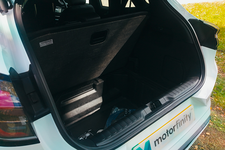 An open boot of the Ford Puma Gen-E to demonstrate its storage capacity